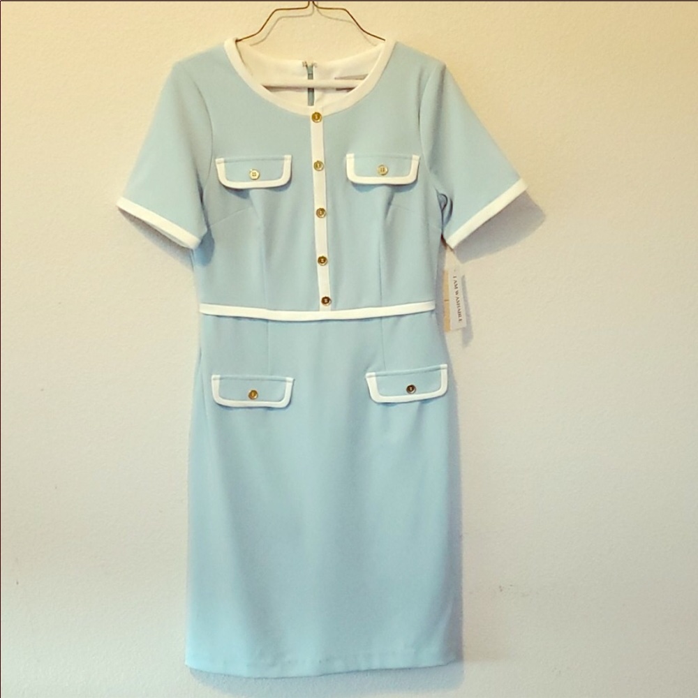 Oh La La CHANEL Style White & Blue Midi Dress